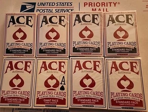8 Sealed Decks ACE Authentic Standard Face Playing Cards 4 Red & 4 Blue UNGEÖFFNET - Bild 1 von 6