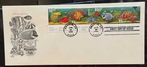 #3317-3320b ArtCraft AQUARIUM FISH Strip of 4 on single FDC Perfect! - Picture 1 of 1