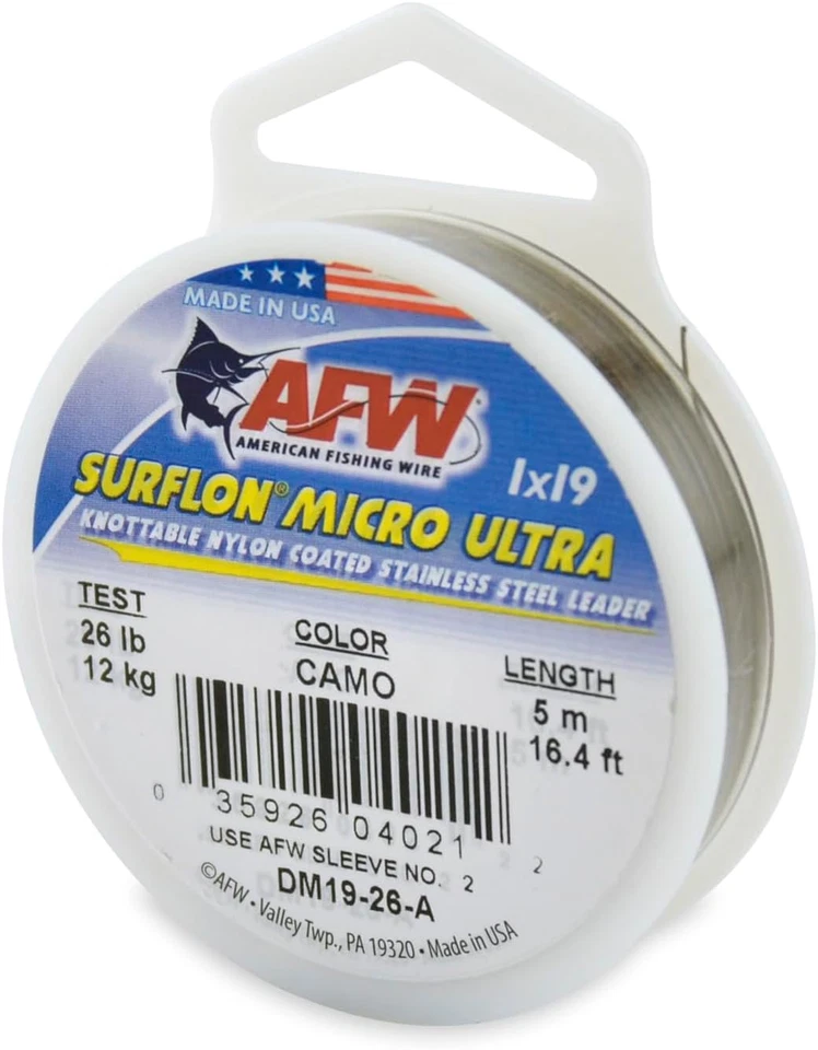 AFW D020-0 Surflon Nylon Coated 1x7 Stainless Leader Wire 20 LB 9