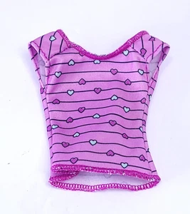 Barbie Clothing Purple hearts stripped shirt sleevless - Picture 1 of 3