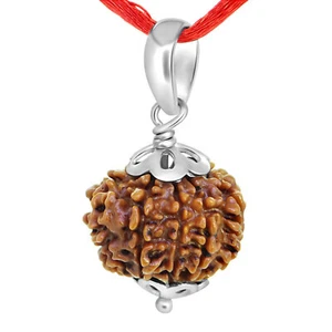 Lab Certified Nine Faced 9 Mukhi Nepali Rudraksha Silver Pendant For Men Women - Picture 1 of 5