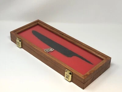 7 X 18 X 2” Cherry Wood Display Case perfect For Knives Arrowheads Collectibles - Image 1 of 4