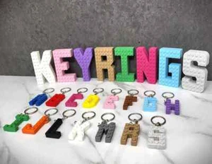 Initial Letter Chunky Keyrings, Letter Keyring, Letter Bag Tag, Initial Bag Tags - Picture 1 of 3
