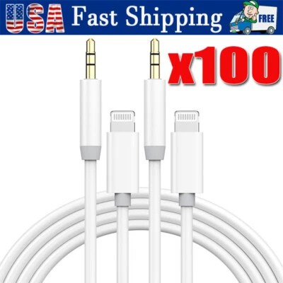 IPhone 7 8 X XR 11 12 13 Pro Max 8 Pin to 3.5mm AUX Audio Car Adapter Cord lot - Image 1 of 4