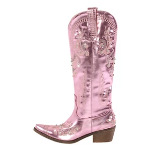 Women's Cowboy Boots Mid Wide Calf Block Heel Western Cowgirl Shoes Medium Tube - Picture 1 of 56
