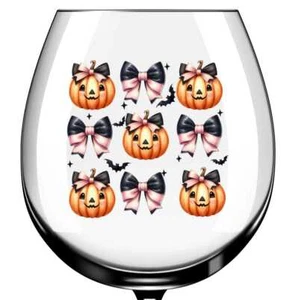 x12 Halloween Pumpkin Bow glass vinyl decal stickers Colour ad198 - Picture 1 of 3