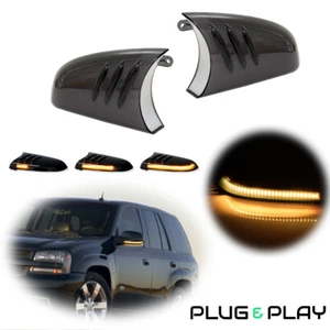 2x Smoked Black Lens Sequential Amber LED Front Side Mirror Lights For Chevy GMC - Picture 1 of 9