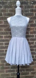 Jones + Jones Sleeveless Lace Pleated Skater Dress Short Blue/Grey Size UK 8 - Picture 1 of 20