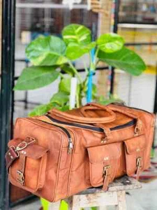 24" Inspire Leather Vintage Duffle Luggage Weekend Gym Overnight Travel Bag - Picture 1 of 6