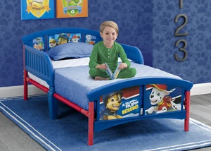 Bedroom Furniture Kids Durable Plastic Toddler Bed Safety Guardrails Steel Frame - Picture 1 of 7