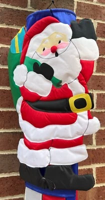 Windsport Windsock Jolly Santa Christmas Flag Decoration Vintage 1997 - Image 1 of 4