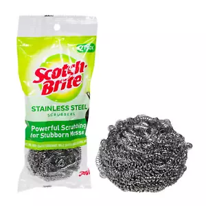 Scotch Brite Stainless Steel Scourer Scrubber Cookware Grills Pans PACK OF 8 - Picture 1 of 2