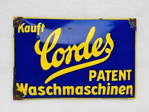 Emailschild Kauft Cordes Waschmaschinen - 59x39cm - Original um 1930 - Bild 1 von 6