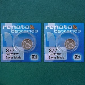 2X Renata 377 1.55v Watch Coin Cell Batteries SR626SW SR66 AG4 LR626 Battery - Picture 1 of 1