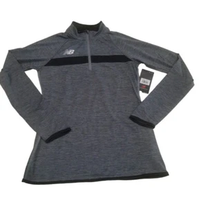 NEW BALANCE SHIRT Womens S Athletic Pullover Grey Zip Neck Thumb Holes NWT - Picture 1 of 8
