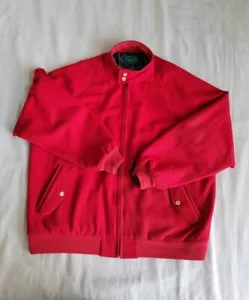 Izod Jacket Mens L Full Zip Red Wool Pockets Lined Vintage 90s Dad Preppy READ - Picture 1 of 17