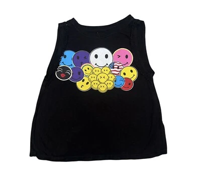 Топ безрукавка Flowers By Zoe для девочек вискоза счастливое лицо графический плетеный ремень мышцы 6x - Изображение 1 из 4