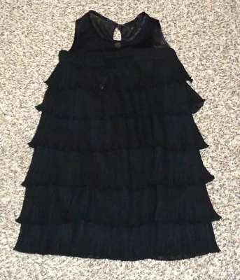 Girls Childrens Place Black Sheer Tiered Ruffle Dress Sleeveless Size 4 - Image 1 of 4