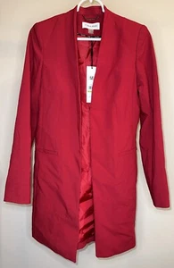 Calvin Klein Petite Long Open-Front Back-Slit Blazer Cranberry Red - Size 4P - Picture 1 of 3
