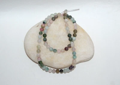 MULTI-COLOR TOURMALINE 5-6MM ROUND  BEADS - 15.5" Strand - 2135E - Image 1 of 3