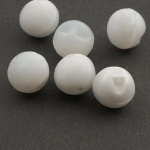 Lot (6) vintage Czech fabric design alabaster white ball glass buttons 14mm - Picture 1 of 2