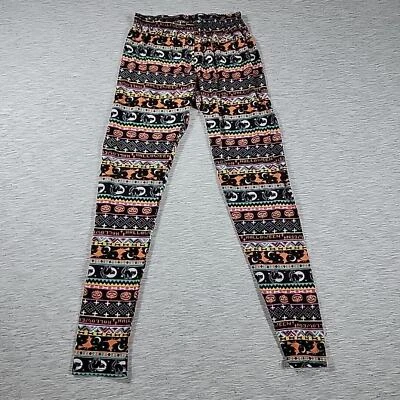 Halloween Pumpkin Ghost Black Cat leggings Womens Size Large Multicolor - Image 1 of 4