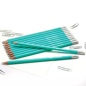 12 Aqua HB Pencils Personalised with Name High Quality Printed/Embossed Pencils - Picture 1 of 4