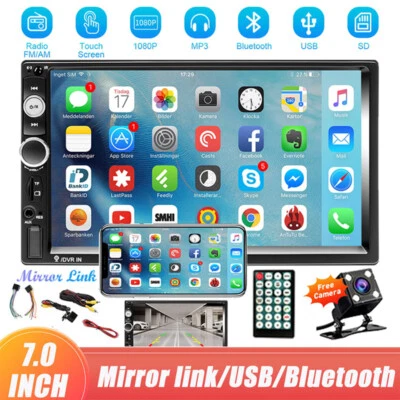 Double 2 Din Car Stereo Radio 7" Bluetooth USB AUX FM TF Touch Screen MP5 Player - Image 1 of 4