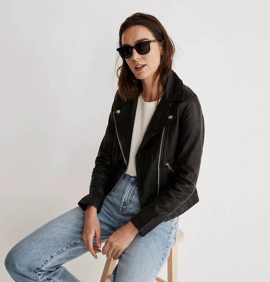 Madewell The Washed Leather Motorcycle Jacket- Size S - Image 1 of 4