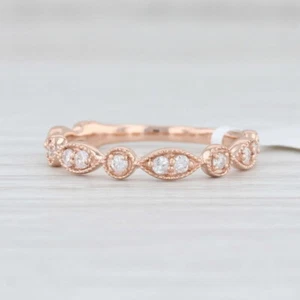 New Diamond Stackable Ring 14k Rose Gold Wedding Band Women's Stacking Size 6.75 - Picture 1 of 7