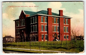 Postal Lincoln High School Enid Oklahoma OK PM 1910 - Imagen 1 de 2