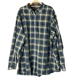 Camisa de manga larga Lands End azul verde a cuadros con botones para hombre 3XL 19-19 1/2 - Imagen 1 de 10