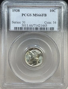1938 PCGS MS66FB Full Bands Mercury Dime - Picture 1 of 2