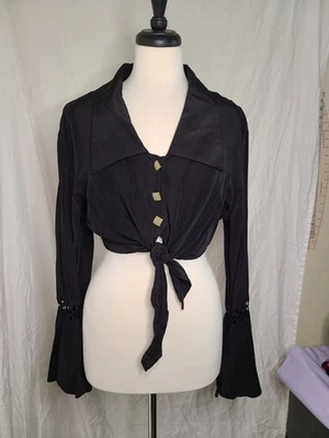 #0147 Top corto vintage años 90 adicción con mangas acampanadas Foto 1 de 4