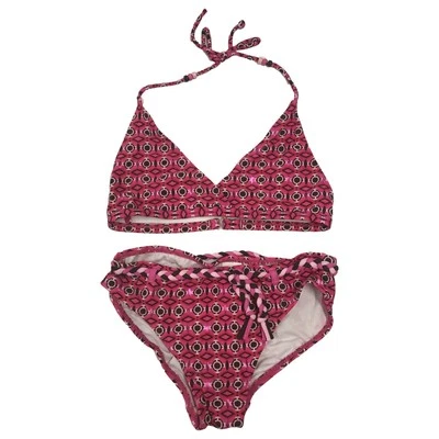 Girls 2pc Pink & Brown Geometric Print Bikini Swim Suit - Image 1 of 2