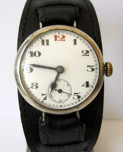 ANTIQUE TRENCH PRE WW2 UNBRANDED 33mm MILITARY SILVER SWISS MEN'S WATCH # 174 - Picture 1 of 12