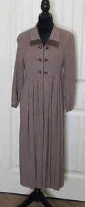 Vintage Jessica Howard braun/creme kariertes Kleid Cottage Core Dark Academia Gr. 14 - Bild 1 von 18