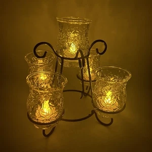 Princess House Fantasia 5 Votiv Glas Kerzenhalter Eisenständer Weihnachten - Bild 1 von 9