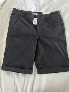 Bermuda Loft taglia 6 neri con polsini chino vita media Ann Taylor nuovi con etichette $49,50 - Foto 1 di 9
