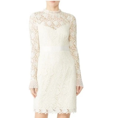 Monique Lhuillier Marie Lace Dress in Ivory Size 14 Long Sleeve Sheath Bridal - Image 1 of 4