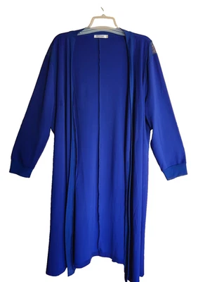 Cardigã plus size 4XL frente aberta azul - Imagem 1 de 4