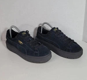 Puma Trace Wildleder Plateau schwarz und gold Damen Turnschuhe Größe 8 - Bild 1 von 9