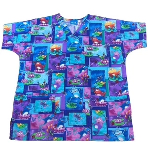 Scrub H.Q. Women's Multicolor Scrub Top with Frogs Size XS NWT *READ* - Picture 1 of 9