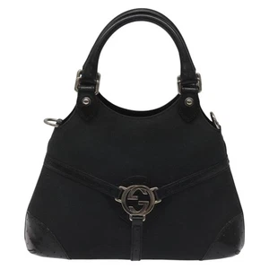 Gucci Interlocking G Black Canvas Handbag Authentic - Picture 1 of 21