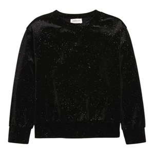 Crewcuts sweatshirt girls size 6/7 black velvet sparkle crewneck sweatshirt... - Picture 1 of 12