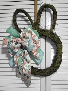 Huge Easter Egg Wreath Bow Satin Ribbon Teal Pink Lantern Topper Free Shipping - Picture 1 of 4