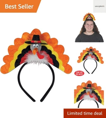 Festive 3-D Turkey Headband with Pilgrim Hat - Perfect Thanksgiving Accessory - Image 1 of 4