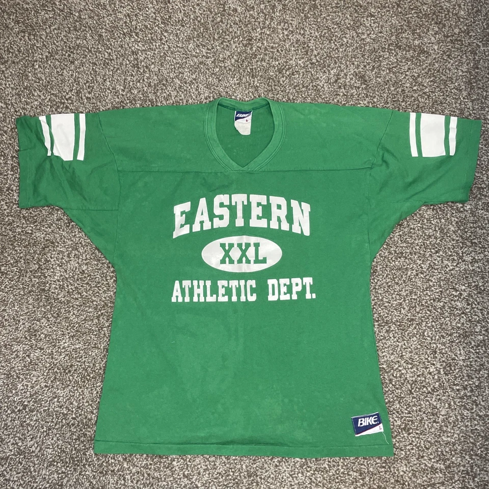 Camiseta de fútbol americano para hombre Eastern Athletic Dept Michigan grande verde años 80 de colección Foto 1 de 4