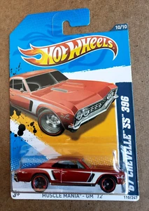 2012 Hot Wheels '67 CHEVELLE SS 396 Maroon Muscle Mania GM '12 Series 10/10 1:64 - Picture 1 of 16