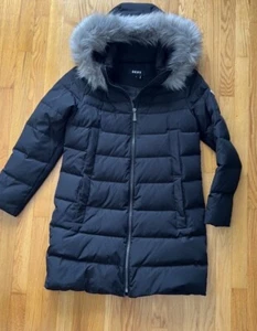 DKNY Women's Faux-Fur-Trim Hooded Puffer Coat Medium. - Picture 1 of 13